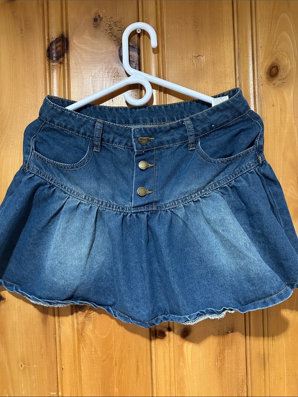 Denim Mini Skirt with Button Front